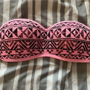 PINK Victoria's Secret Bandeau Pink and Black Geometric Intimates
